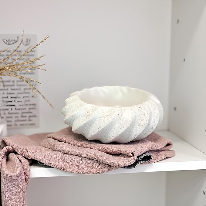 10" Decorative Rotundity Bowl decor - Multi functional modern home decoration Handicraft Bowls,Stylish Key Bowl for Entry Table,Decorative Fruit Bowls for Kitchen Counter,White Scalloped Bowls