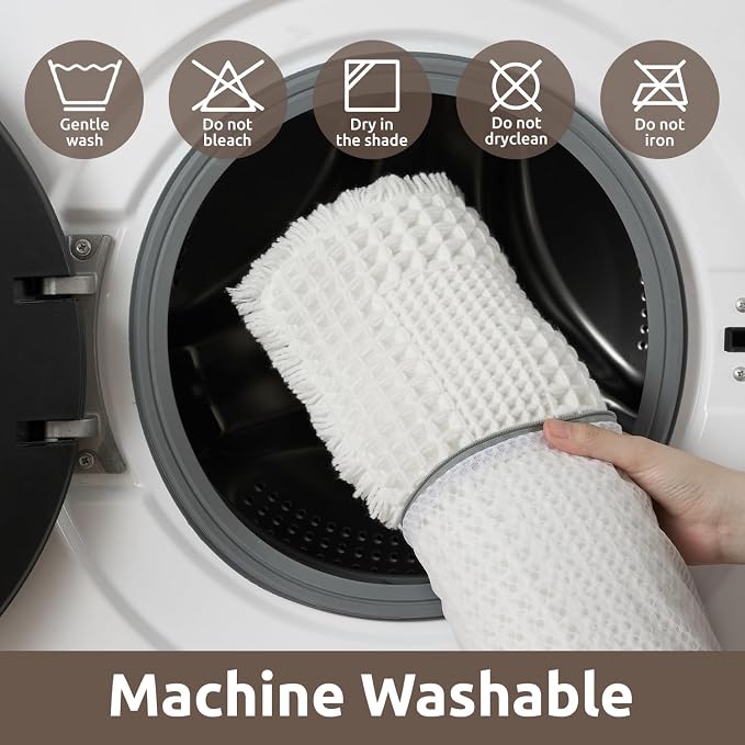 AMOAMI Waffle Bath-Mat, Absorbent Bath Mats for Bathroom Non Slip, Machine Washable Bathroom Rugs with Tassels Ultra Soft Boho Bath Rugs for Floor 24"x36" White