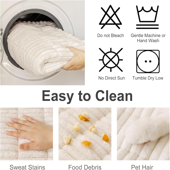 hyha Couch Cover for Dogs Washable, Non Slip Thick Flannel Sofa Protector, Pet Friendly Plush Furniture Cover for Sectional Sofa & Loveseat (White, 35.4" x 88")