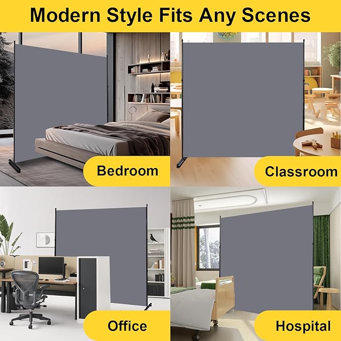 Room Divider 6FT Single Panel Privacy Screen, 71'' Wide Fabric Indoor Room Divider Wall Divider for Room Separation, Portable Room Partitions and Dividers Freestanding Temporary Wall Room Separators