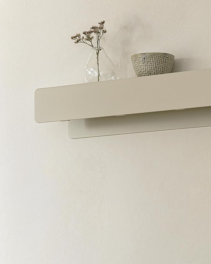 Kazai. Coat Rack Wall Mount 'Kian' | Modern Coat Rack with Hidden Hooks and Shelf | Designer Metal Wall Mounted Clothes Hook | Heavy Duty Entryway Wall Hanger | Taupe