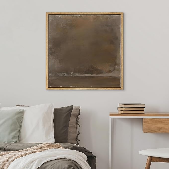 SIGNWIN Framed Canvas Print Wall Art Minimalist Earthy Abstract Brown Tones with a Rustic Aesthetic Illustrations Decorative Boho Relax/Zen Nordic for Living Room, Bedroom, Office - 16"x16" Natural