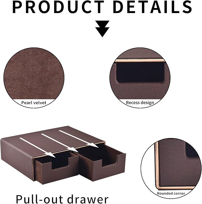 Stackable Desk Drawer Organizer,Dressing table organizer for Jewelry/Cosmetics,Coffee Maker Display holder and Storage Box for Home office,Brown