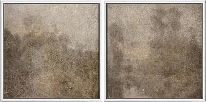 SIGNFORD Framed Canvas Print Wall Art Set Vintage Rustic Neutral Tones with Subtle Patterns Illustrations Modern Art Minimal Relax/Calm for Living Room, Bedroom, Office - 24"x24"x2 White