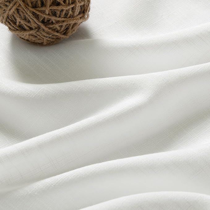 Nanspring Ivory Curtains 2 Panels for Living Room Back Tab Neutral Farmhouse Extra Long Drapes Semi Sheer Linen Curtain 144 Inch Length for Floor to Ceiling High Window Patio Sliding Door