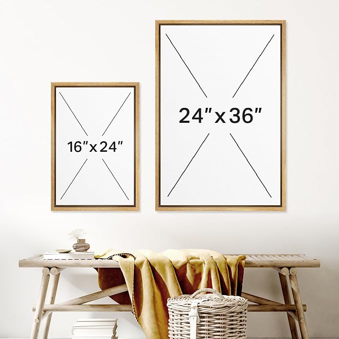IDEA4WALL Framed Canvas Print Wall Art Retro Gold Sage Green Gray Geometric Color Blocks Abstract Shapes Illustrations Modern Art Decorative Minimalist Multicolor for Bedroom - 16"x24" Natural