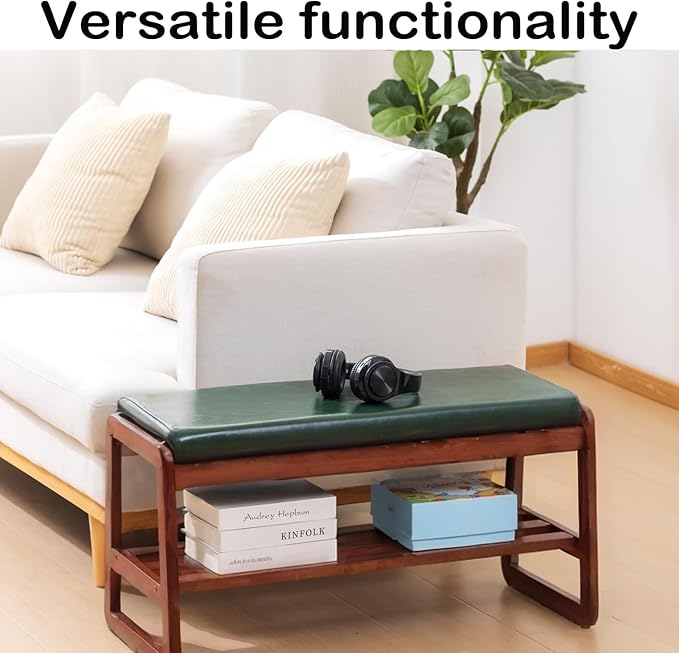 Shoe Rack Bench, Solid Wood Entryway Bench(Green-39.4")