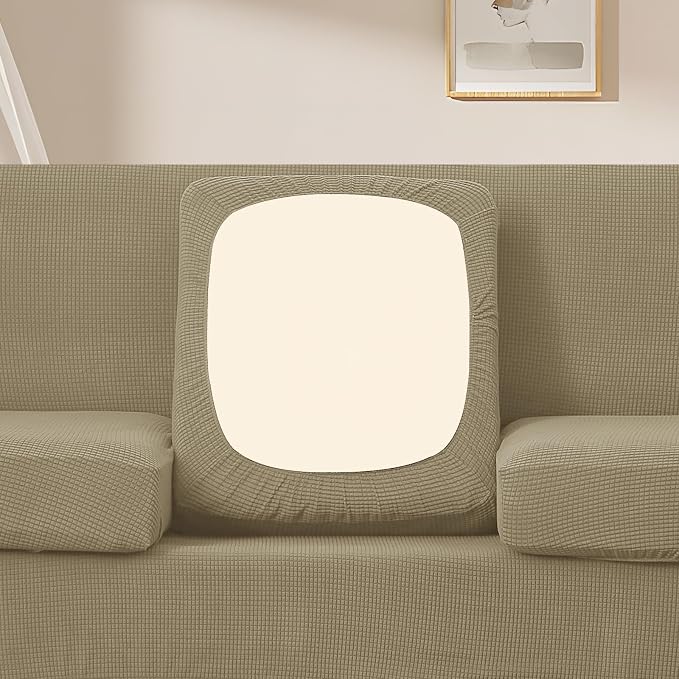 U-NICE HOME 4 Pieces Oversized Stretch Couch Cover Sofa Cover Washable Slipcover with Individual Seat Cushion for 3 Cushion Couch Sofa Pet Friendly(Oversized Sofa, Sand)