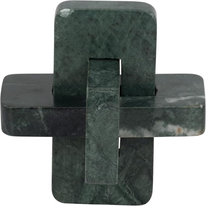 Marble Knot Sculpture for Living Room Decor - Home Tabletop Accent for Bathroom, Office, Shelf, Entryway, and Console Display - Intertwined Stone Ornament for Coffee Table Decor - 6", Green