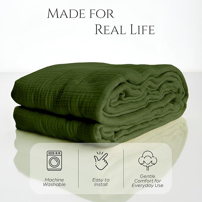 Oversize Washable Couch Cover %100 Natural Cotton, Gauze Couch Covers for Sectional, 3 Seater, 4 Seater Sofa, Large 4 Layered Muslin Fabric, Cloud Like Washable Sofa Cover(Green, 95x150" / 240x380 cm)