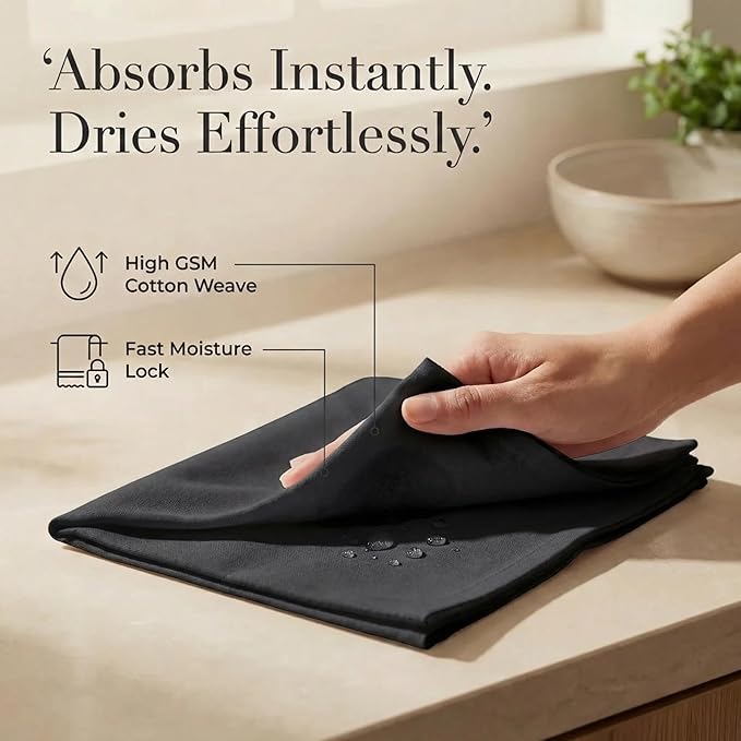 Urban Villa Cloth Napkins 100% Cotton Highly Absorbent Washable Durable Reusable Premium Dinner Napkins Ideal for Gifts for Mothers Day Hotel Farmhouse Parties - Black (20" x 20", Set of 12)