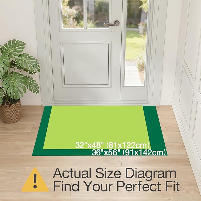 LUMI Ultra Thin Indoor Door Mat for Entrance 32"x48", Non Slip Entryway Mat, Low Profile Doormat, Unique Herringbone Design Carpet for Inside, Patio, Porch, Dark Beige