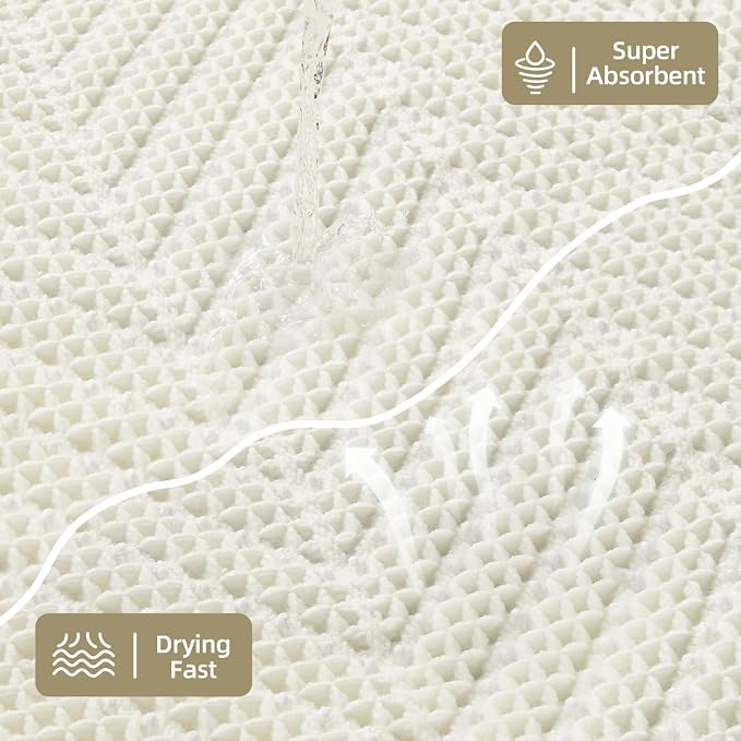 Sunfly Waffle Bath Mat, Boho Bathroom Rugs Non-Slip Washable Super Absorbent Quick Dry, Farmhouse Bathroom Decor 20"x30" Cream