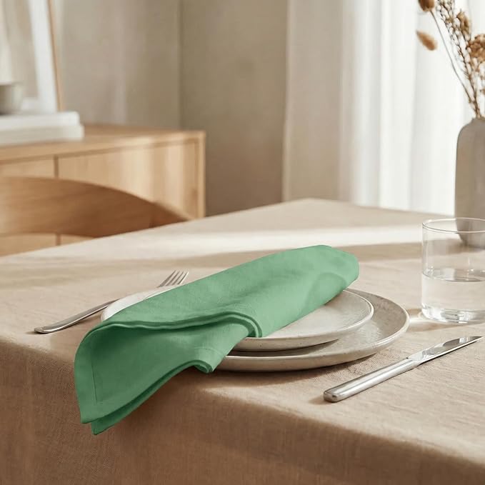 Urban Villa Cloth Napkins 100% Cotton Highly Absorbent Washable Durable Reusable Premium Dinner Napkins Ideal for Gifts for Mothers Day Hotel Farmhouse Parties - Green (20" x 20", Set of 12)