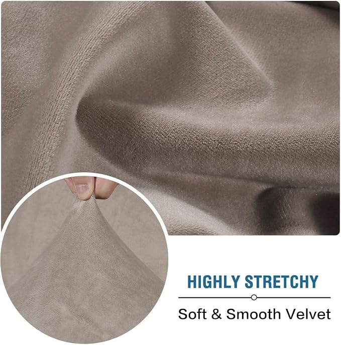 H.VERSAILTEX Velvet Stretch Sectional Couch Covers 3 Pieces Sofa Seat Cushion Covers L Shape Separate Cushion Couch Cover for Both Left/Right Sectional Couch (Large Sofa 2 Seater + 1 Chaise, Taupe)
