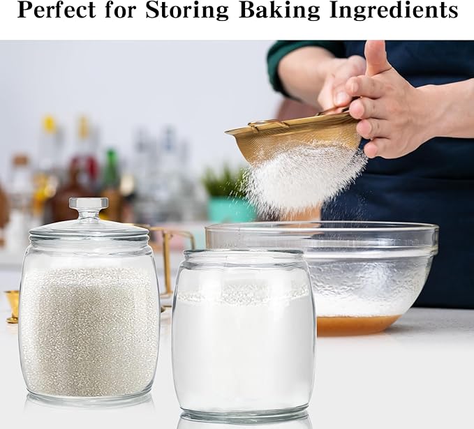 CATPOWER 2.5 Gallon Wide Mouth Glass Storage Jars with Heavy Glass Lids - Large Cookie Jars for Kitchen, Ideal for Flour, Rice, Sugar, Pasta, and Candy