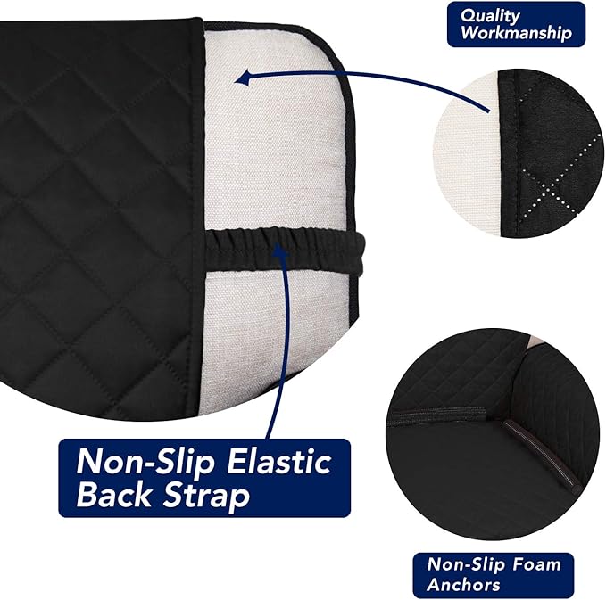 PureFit Reversible Quilted Sofa Cover, Water Resistant Slipcover Furniture Protector, Washable Couch Cover with Non Slip and Elastic Straps for Kids, Dogs, Pets (Chair, Black/Beige)