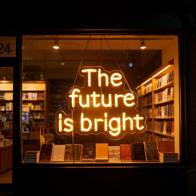 "The Future Is Bright" Neon Sign, Positive Quotes Decorative Neon Lights for Home Room Wall Decor, Office Wall Decor Neon Light Sign, Christmas Birthday Gift,Thanksgiving Gift(warm white)