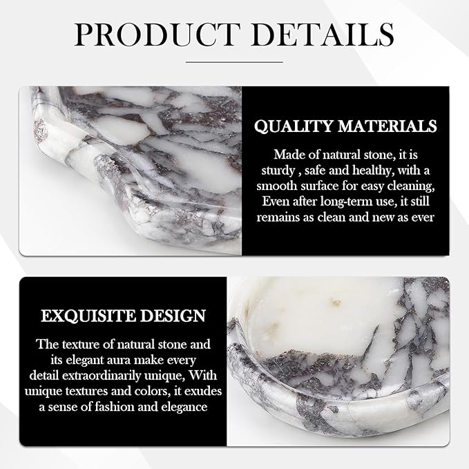 Natural Marble Tray, Marble Holder Organizer, Jewelry Dish Trinket Dish for Home Decor (Calacatta Viola)