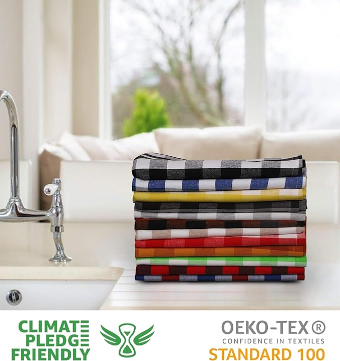 Urban Villa Cloth Napkins 100% Cotton Highly Absorbent Washable Durable Reusable Premium Dinner Napkins Ideal for Gifts for Mothers Day Hotel Farmhouse Parties - Multichecks (20" x 20", Set of 12)