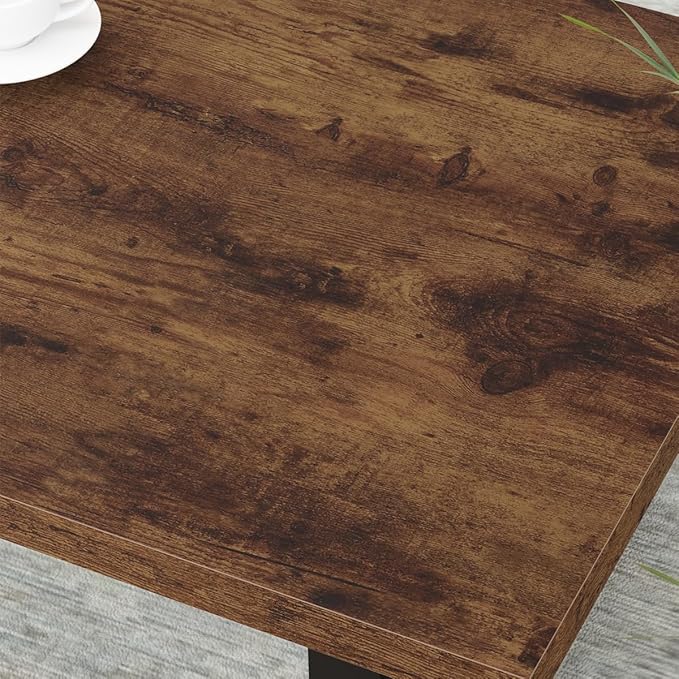 HSH Rustic Coffee Table, Industrial Wood and Metal Center Table, Farmhouse Minimalist Oak Coffee Table for Living Room, Modern Rectangular Wooden Tea&Coffee Table for Bedroom Home, Rustic Brown, 39 In