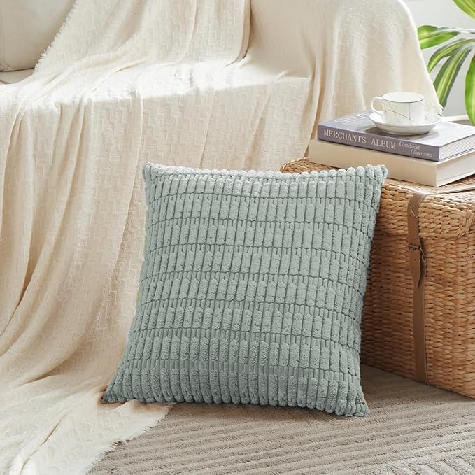 Fancy Homi 4 Packs Decorative Throw Pillow Covers for Living Room Couch Bed, Modern Farmhouse Boho Home Décor Accent Cushion Case, 24" x 24", Grey Blue