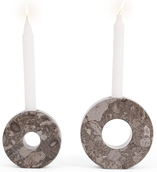 Marble Candle Holder Set of 2 Handmade Candlestick Holders for Taper Candles, Stone Candle Holders for Candlesticks, Centerpieces for Tables & Entryway Table Decor, Candle Stick Holders