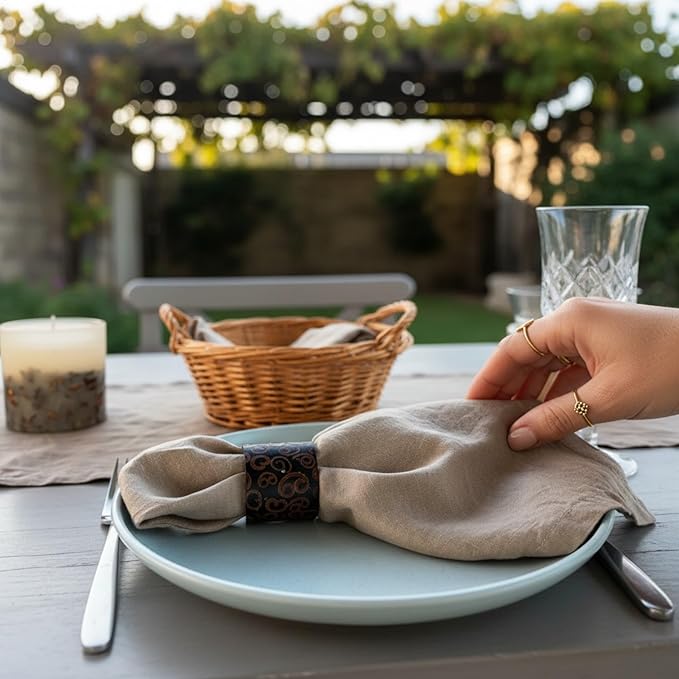 Linen Napkins –100% French Flax – Stonewashed Pure Linen Cloth Napkins - Size 18 Inch x 18 Inch – Set of 4 (Natural Rustic Taupe)