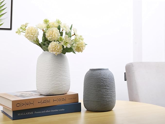 Ceramic Vases, White Vases, Minimalist Vases, Home Decor Vases, Fits Everywhere, Also Gifts for Christmas, Independence Day and Other Holidays, 5.9 Inch. (White)