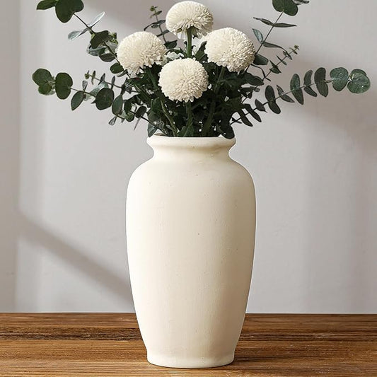 White Ceramic Vase-Boho Decorative Vase,Terracotta Tall Vases Decorative Pottery are Suitable for Decorating Living Rooms,Kitchens,and Bedrooms.