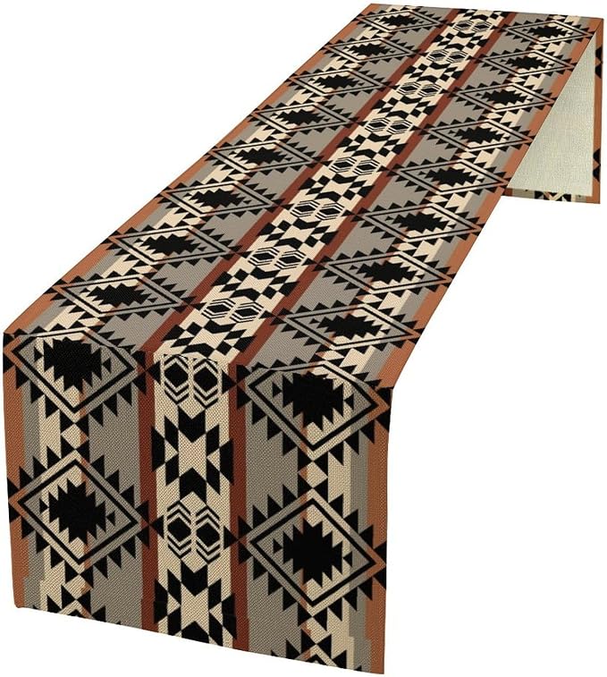 Aztec Southwest Table Runner,Ethnic Style Design Geometric Table Runners Table Setting Decor for Garden Farmhouse Wedding Party Holiday Dinner Home 13x36 Inch