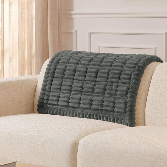 Smiry Couch Cover for Dogs, Non Slip Washable Sofa Protector for Pets, Soft Furniture Cover for Pet, Stylish Sofa Covers, Cozy Protect Against Fur, Dirt & Everyday Messes (Dark Grey, 35.4" x 35.4")