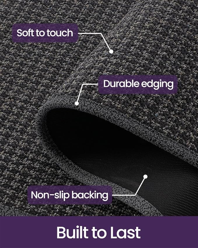 DEXI Hallway Runner Rug Hallway 3x10, Non Slip Low Pile Entryway Rug Runners with Rubber Backing, Dirt Trapping Hallways Floor Carpet for Indoor Hall Kitchen Bedroom Bathroom Laundry Room, Dark Grey