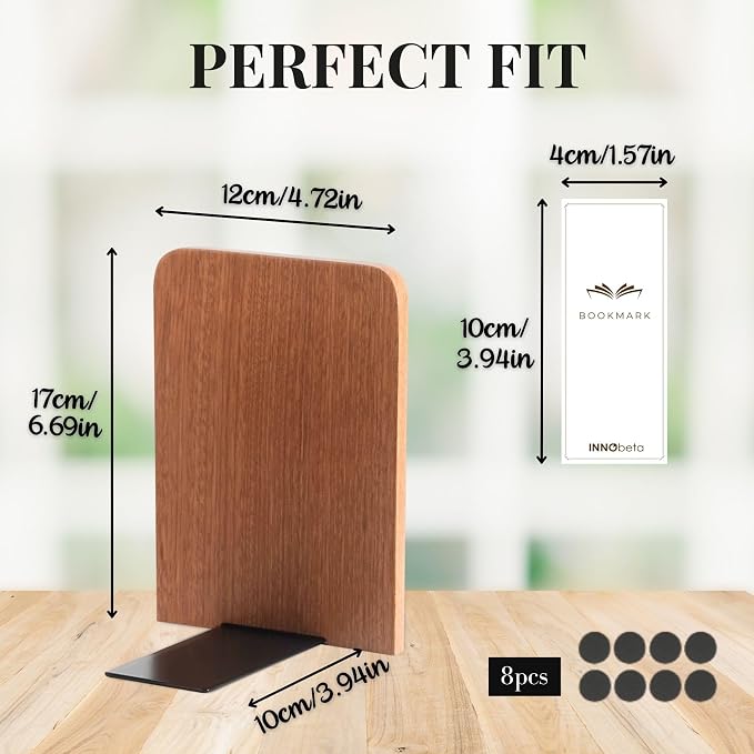 INNObeta Decorative Wooden Book Ends, Animal Bookends, Heavy Duty Bookends for Shelves Unique Design(1 Pair, 4.72x6.69 Inches) - GRBetter