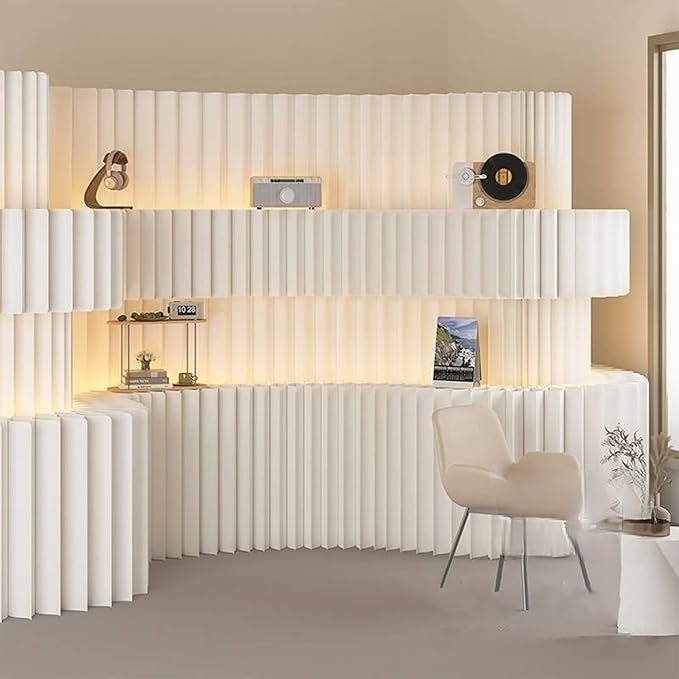 Paper Room Divider Screen Folding Adjustable Privacy Partition for Home & Office Portable Decorative Wall Divider for Dorm, Studio, Exhibition, Store or Room Separation 7.875ft-13.13ft-1.71ft