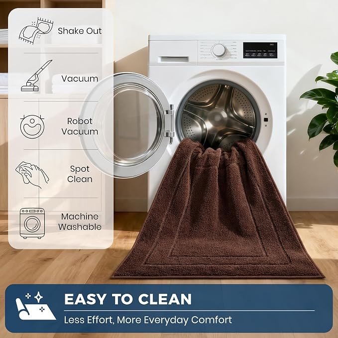 PURRUGS Machine Washable Kitchen Runner Rug 32" x 70", Non-Slip/Skid Hallway Runner Rug, Super Absorbent Soft Area Rug for Kitchen, Hallway & Laundry, Rolled Packaging, Brown