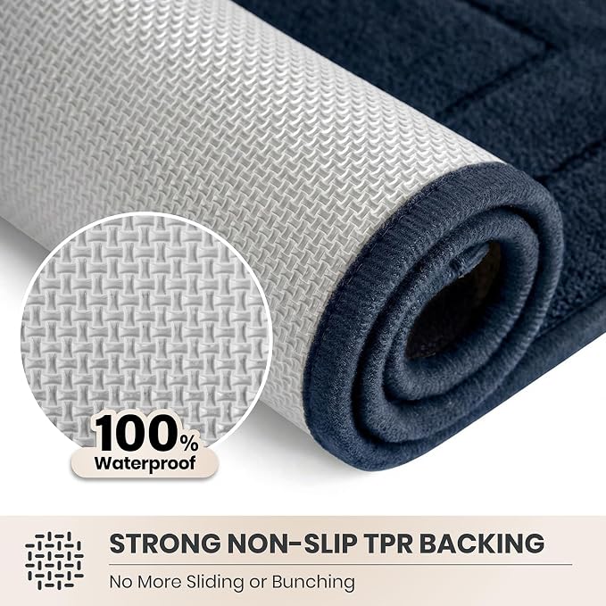 PURRUGS Dirt Trapping Door Mat 20" x 31.5", Non-Slip/Skid Machine Washable Entryway Rug, Dog Doormat, Super Absorbent Welcome Mat for Muddy Wet Shoes and Paws, Navy Blue