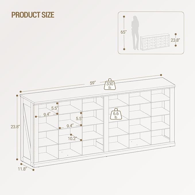 Hzuaneri Farmhouse Shoe Storage Bench, Entryway Shoe Cubby Bench, Widened Wooden Shoes Cubbies with Compartments, Shoes Rack Benchs for Cloakroom, Living Room, White SB52503X