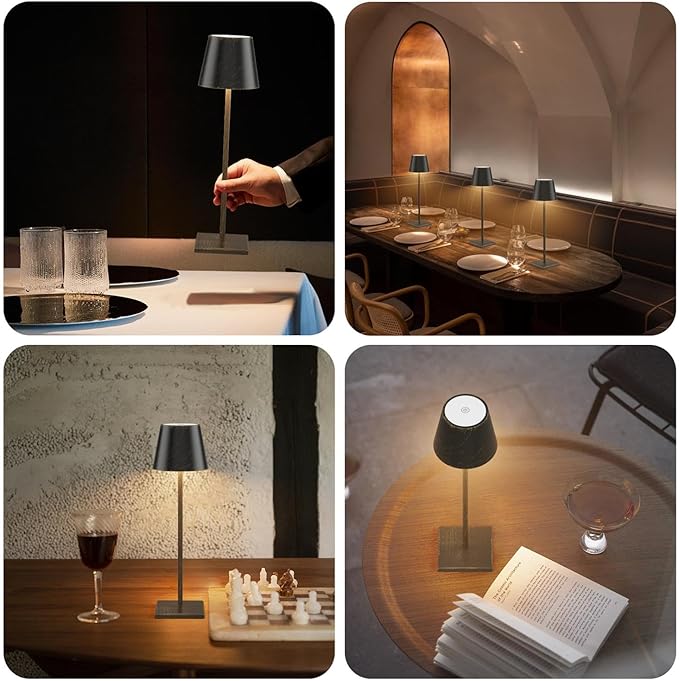 2-Pack Rechargeable Table Lamps LED Cordless Table Lamp 3W 5500mAh Battery Operated Table Light Stepless Dimmable Portable Desk Lamp for Restaurant/Table/Bedroom/Outdoor (Copper)