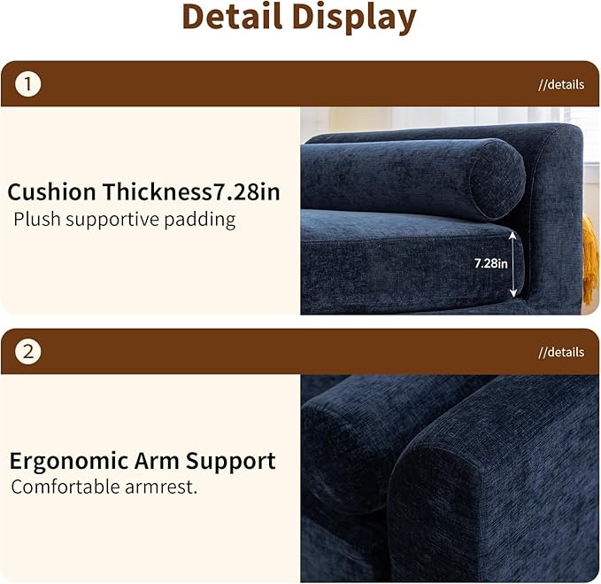 Chifee & Vingol 90.55" W Oversized Chaise Lounge Upholstered Bedroom Benches Extra-Long Indoor Bench Entryway Bench with Removable Pillows for Living Room Hallway,Navy
