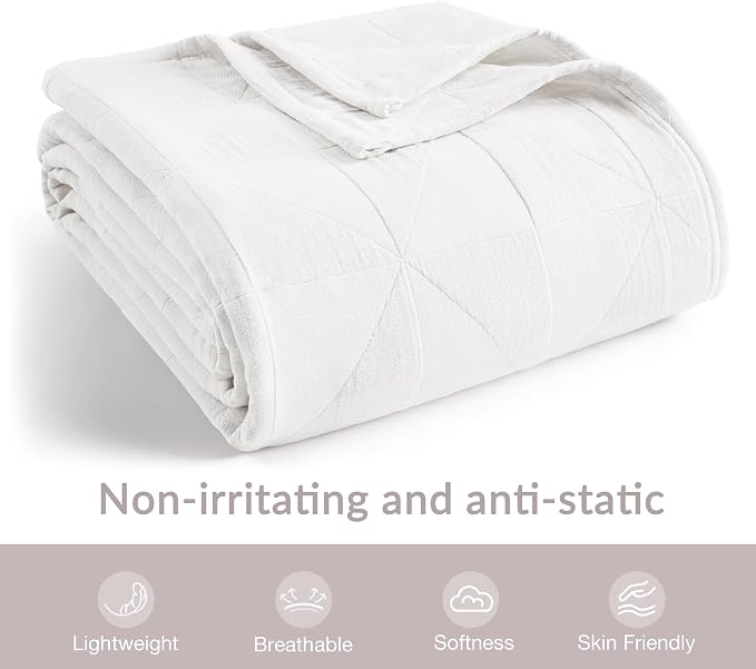 Exclusivo Mezcla 100% Cotton Muslin Blanket for Bed, King Size 4-Layer Moisture-Wicking and Breathable Ultra Soft Gauze Blanket for Spring Summer, 104"x90", Pure White