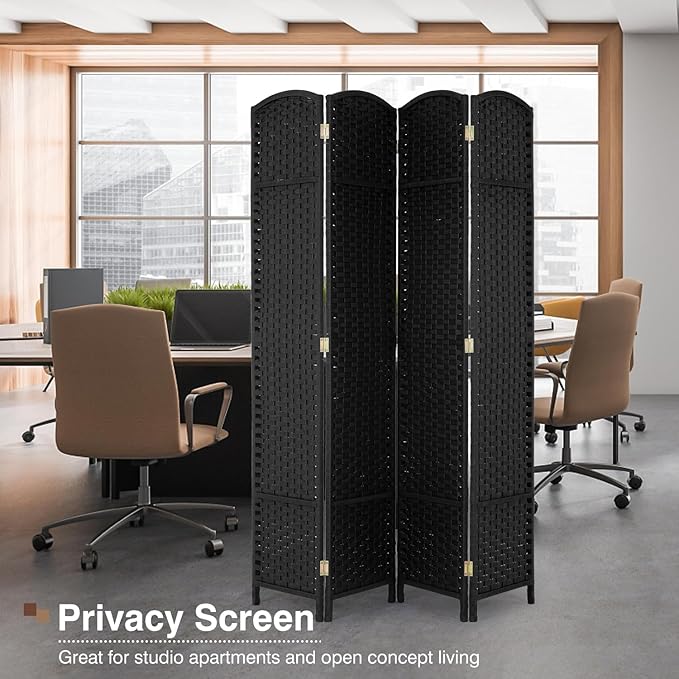 Room Divider 4 Panel 5.6 FT Tall Privacy Screen Waterproof Wood Frame Partition Room Dividers and Folding Privacy Screens Freestanding Wall Divider Indoor and Outdoor for Portable Room Separation