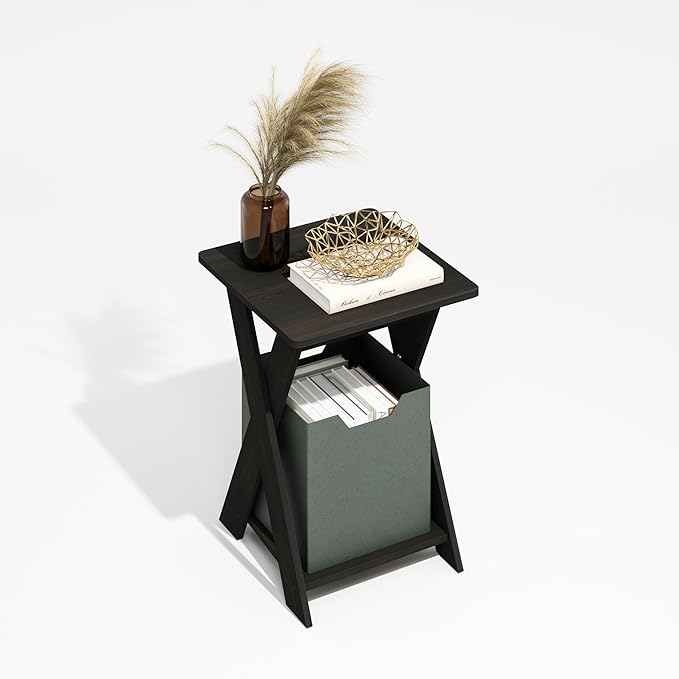 Furinno Modern Simplistic Criss-Crossed End Table, Side Table, Black Espresso (Pack of 4)