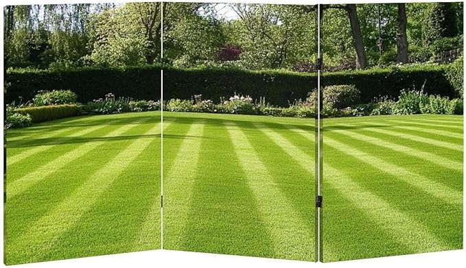 2 Ft Room Divider Screen Mowed Lawn Garden Portable Short Canvas Folding Screen 3 Panel Freestanding Separator Privacy Partition Indoor Home Office