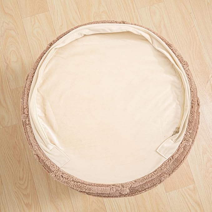 Asuprui Pouf Ottoman Foot Rest – Plush Round All-in-one Foam Stool for Cozy Lounging, Floor Pouf & Chic Decor (Coffee)