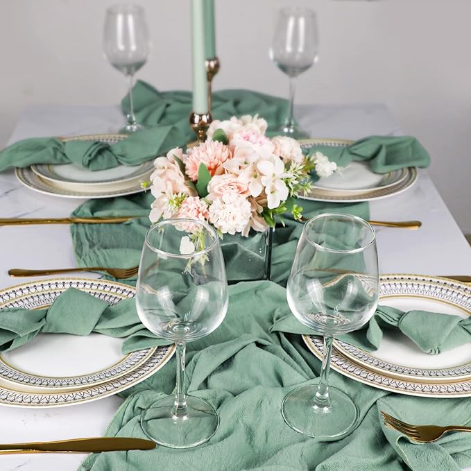 Dinner Cloth Napkins Bulk,100% Soft Cotton Linen Napkins,Washable Napkins with Hemmed Edges for Wedding Decorations Christmas, 16”*16”, (Set of 12, Sage Green)