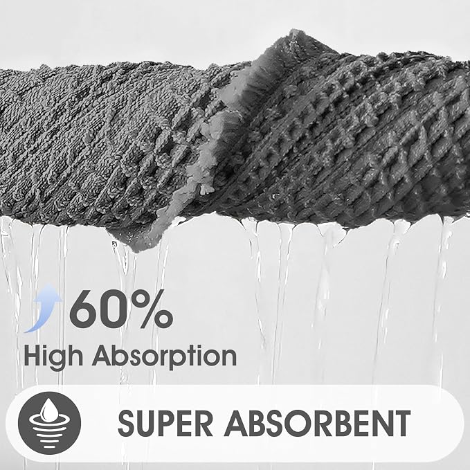 ACCUMTEK Extra Large Waffle Bath Mat, 6'x2' Grey, Super Absorbent Non-Slip Quick Dry Bathroom Rugs with Tassels, Machine Washable Ultra Soft Boho Bath Rugs for Floor, Toilet Mats Boho Farmhouse Decor