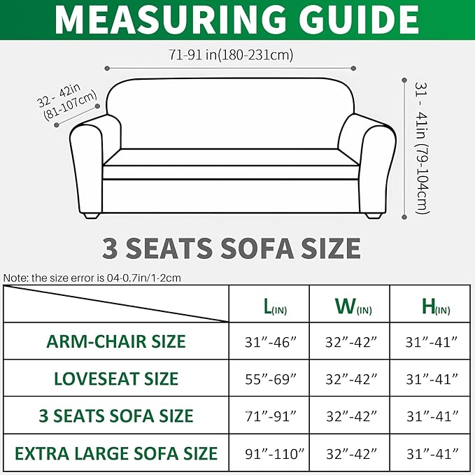 MAXIJIN Stretch Couch Cover Sofa Covers for 3 Cushion Couch (71"-91" Washable Sofa Slipcovers with Non-Slip Foam & Elastic Strap, Dog Cat Pet Friendly Furniture Protector (Large, Peacock Blue)