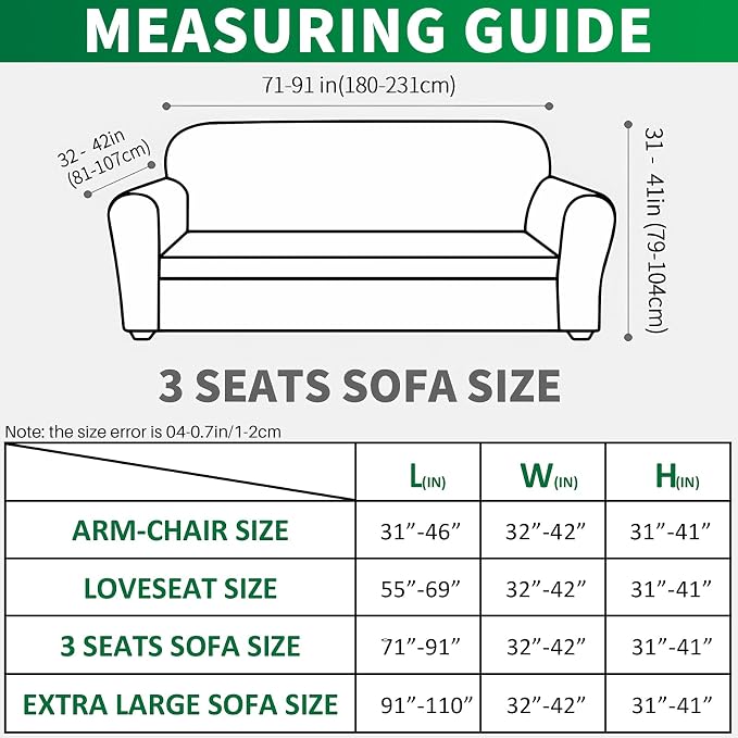 MAXIJIN Stretch Couch Cover Sofa Covers for 3 Cushion Couch (71"-91" Washable Sofa Slipcovers with Non-Slip Foam & Elastic Strap, Dog Cat Pet Friendly Furniture Protector (Large, Beige)