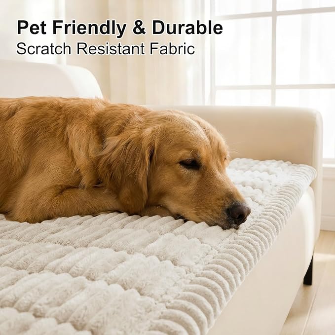 Smiry Couch Cover for Dogs, Non Slip Washable Sofa Protector for Pets, Soft Furniture Cover for Pet, Stylish Sofa Covers, Cozy Protect Against Fur, Dirt & Everyday Messes (White, 43" x 82.7")